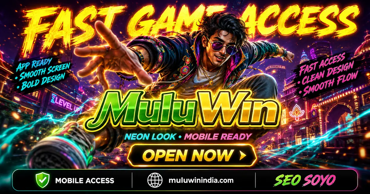Muluwin Android app download banner with neon action art